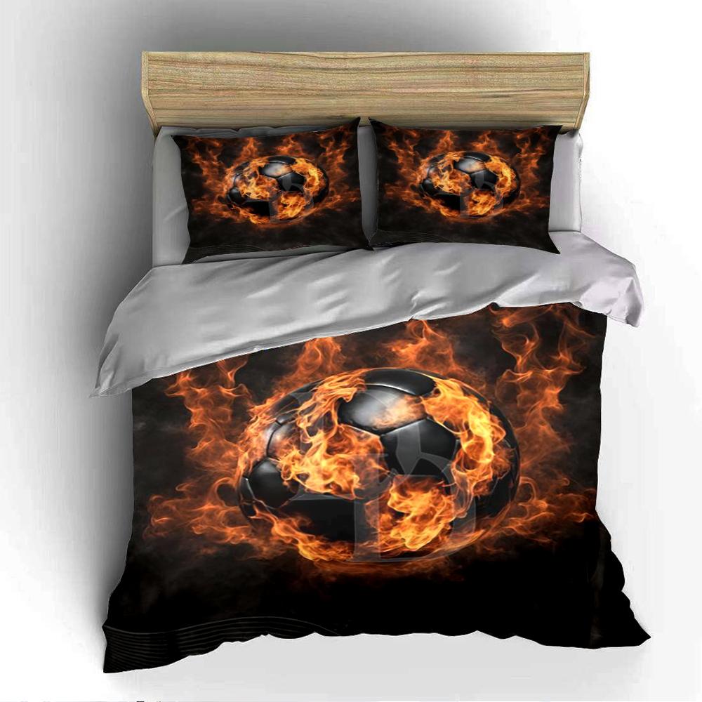 Fiery Soccer Ball Bedding Set Bedding set (1 duvet cover, 2 pillowcases, duvet not included)