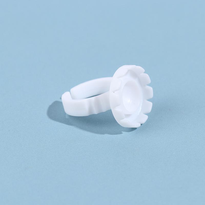 100Pcs Disposable Eyelash Extension Rings Lash Glue Fan Cup Finger Holder Fans