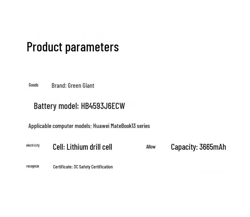 Green Giant Power Replacement Laptop Battery for Huawei WRT-W29 WRT-W19