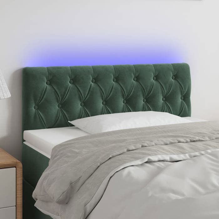 VidaXL Tête de Lit à LED Meuble de Chambre à Coucher Accessoire de Lit Simple Tête de Cadre de Lit Intérieur Vert Foncé 3121987