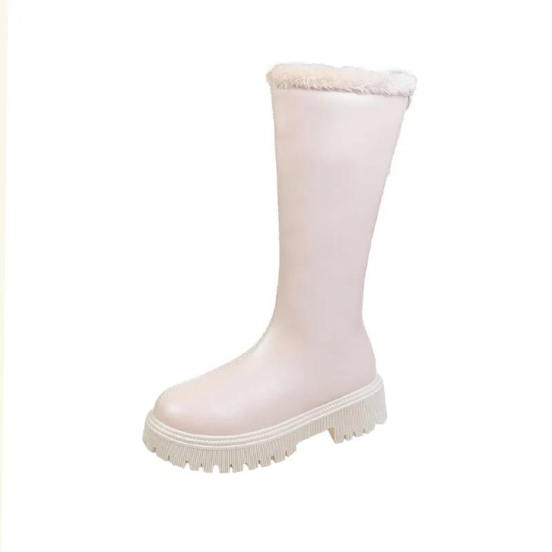 Thickened Thigh-high Boots for Women 2024 Autumn/Winter New Fashion Back Zipper Raw Edge Boots for Women