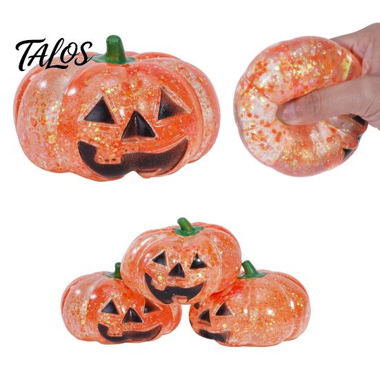 Pumpkin Head Toy 1/2/3Pcs Halloween Stress Ball, Anxiety Relief Spooky Healing Ball Toy, Stretchy Glitter Orange Sensory Small Reliever