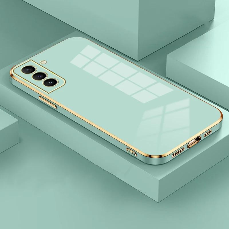 Glossy Plated Phone Case For Samsung Galaxy S23 S22 S21 S20 FE Plus Ultra A14 A24 A34 A54 A04S A13 A32 Silicone Protector Cover