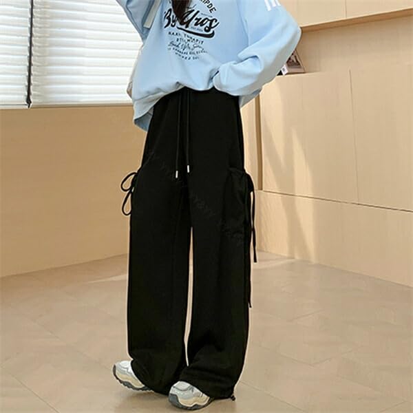 Easy Bottoms for Home Long Street Ribbon Simple and fz14 Size YY&YY Wide-leg Pants, Sweatpants, Women's, Wear, Length, Style, Detail, Pockets,