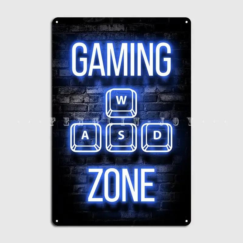 Mfoever  Wasd Pc Gaming Zone Quote Metal Sign Club Home Club Bar Designing Plates Tin Sign Poster 20x30cm（7.8x11.8inch）