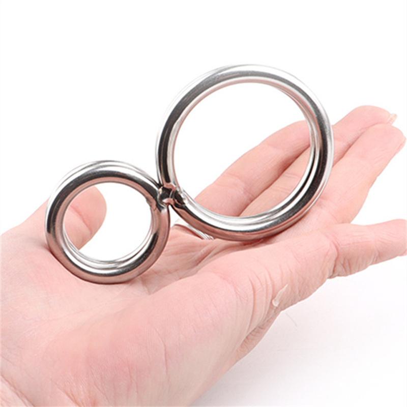 Stainless Steel Penis Cock Rings Testis Restraints Ball Scrotum Stretcher Male Delay Ejaculation Adult Sex Toys for Men Erection