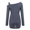 Womens Casual Soft Long Sleeves O Neck Knot Side  Blouse Top T-Shirt