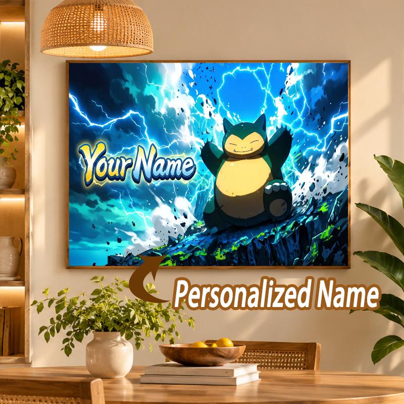 Snorlax Custom Name Diamond Painting Personalized 5D Full Drill DIY Diamond Art Home Decor