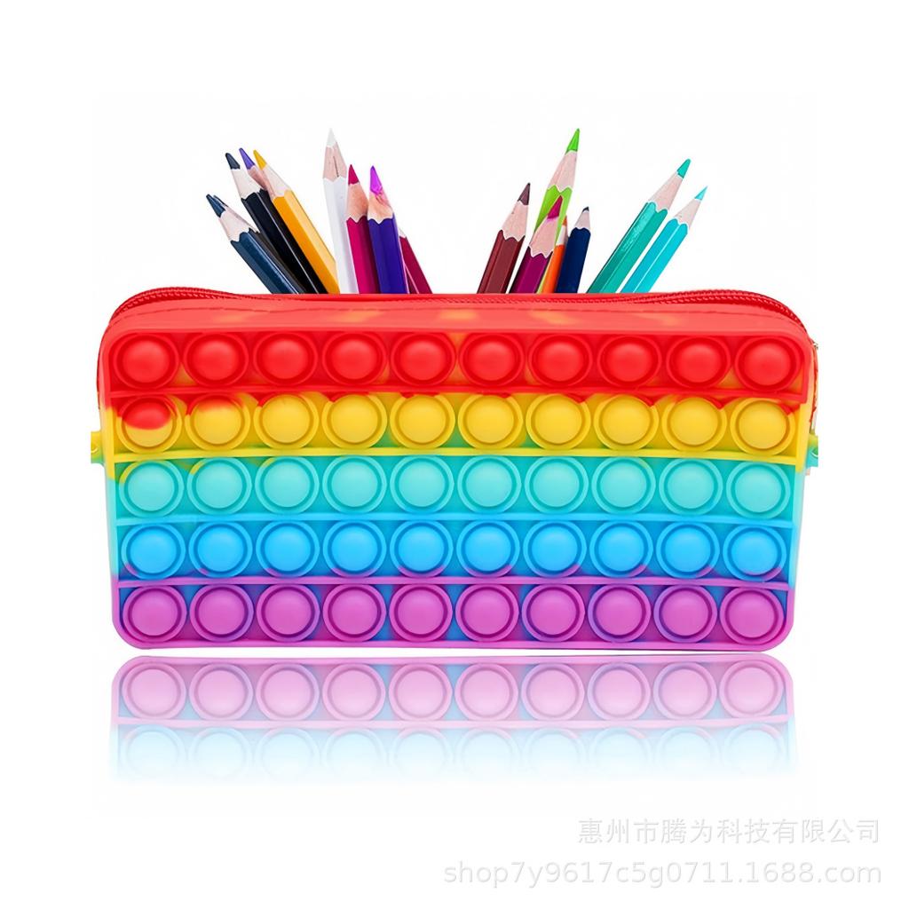 New Colorful Silicone Pencil Case with Fun Bubble Design for Kids' Creative and Educational Storage