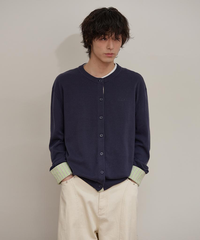 Waikei Striped Roll-Up Cardigan Navy