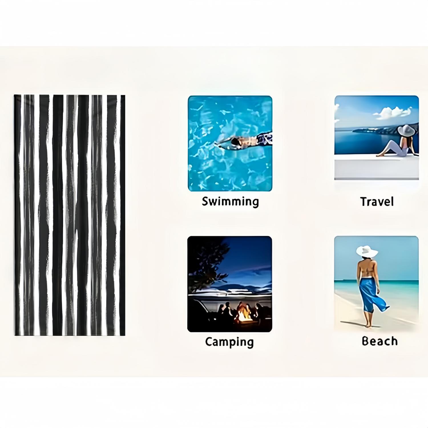 

Stripe Beach Bath Towel Soft Quick Dry for Yoga Travel Beach Pool Gift for Friends Family Skin Friendly W30*H60(CM)