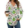 Women's Fashion Hoodies V Neck Long Sleeve Christmas Printed Drawstring Casual Loose Pullover Tops
