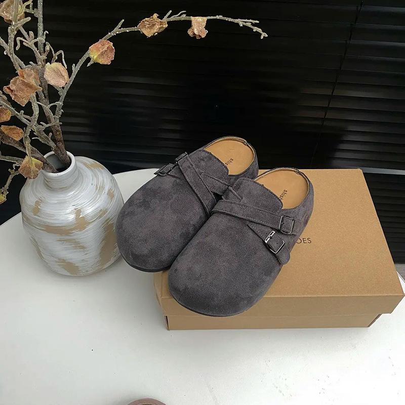 

Носите женские шлепанцы на толстой подошве, новинка весны 2025 года, с сумкой-головой на одном педале, модные ленивые шлепанцы 35 серый