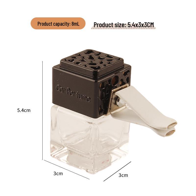 Square Glass Car Perfume Bottle - Odor Eliminator & Cute Air Vent Decoration