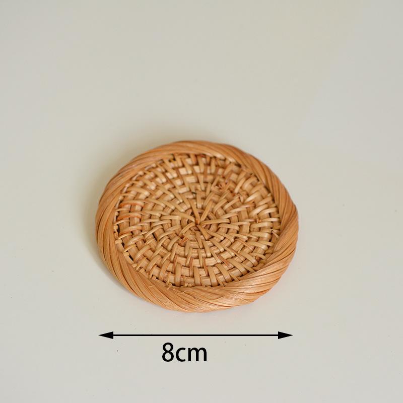 

HeMu Подставка из ротанга ручной работы, креативный плейсмат, круглая, для изоляции чайной чашки, подставка под миску из ротанга, подкладка-крышка, подставка под кофейную чашку L