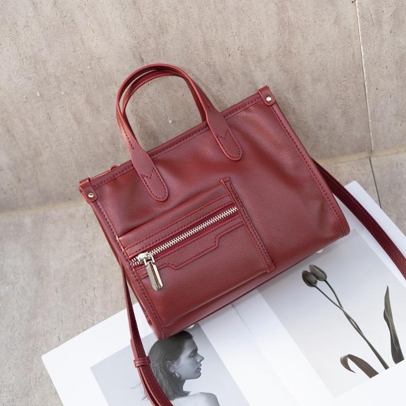 

Первый слой коровьей кожи, маленькая квадратная сумка, женская сумка-тоут, модная простая женская сумка красный