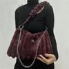 Borsa Tote Grande in Peluche da Donna con Tracolla/Manico Morbida Esterno in Peluche a Strisce Borsa Accogliente per, Viaggio, Uso Quotidiano