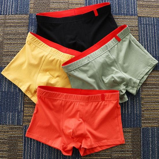 Yousheng Men Boxer Underwear Mid-rise Elastic Waistband U-Convex Shorts Briefs Soft Fabric Smooth Stitching Basic Panties