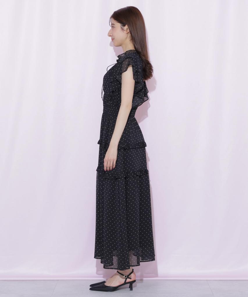 By Frill Tiered Dress [JILL JILLSTUART] [Black Dot/FR]