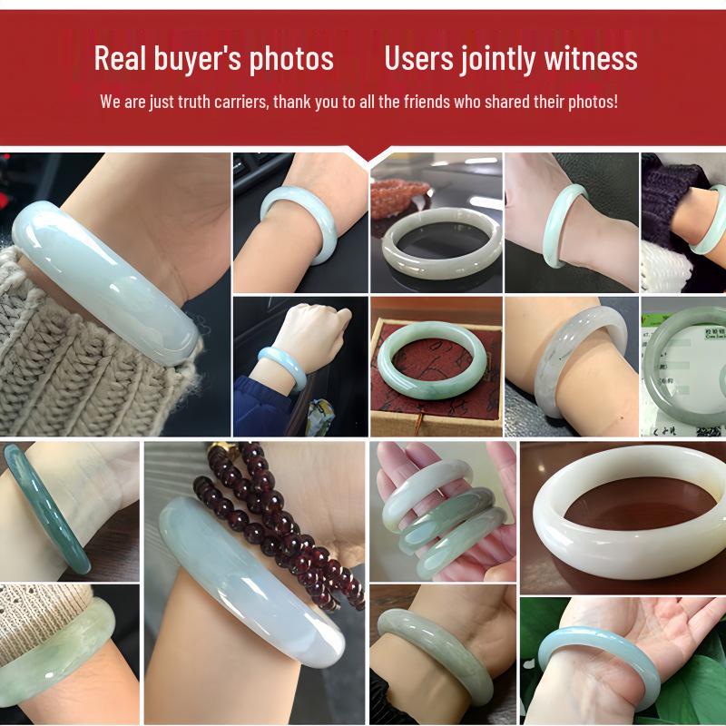 Erschwingliches A-Klasse Natürliches Burmesisches Jade Armreif - Eisig Schwimmende Blume Yang Grün