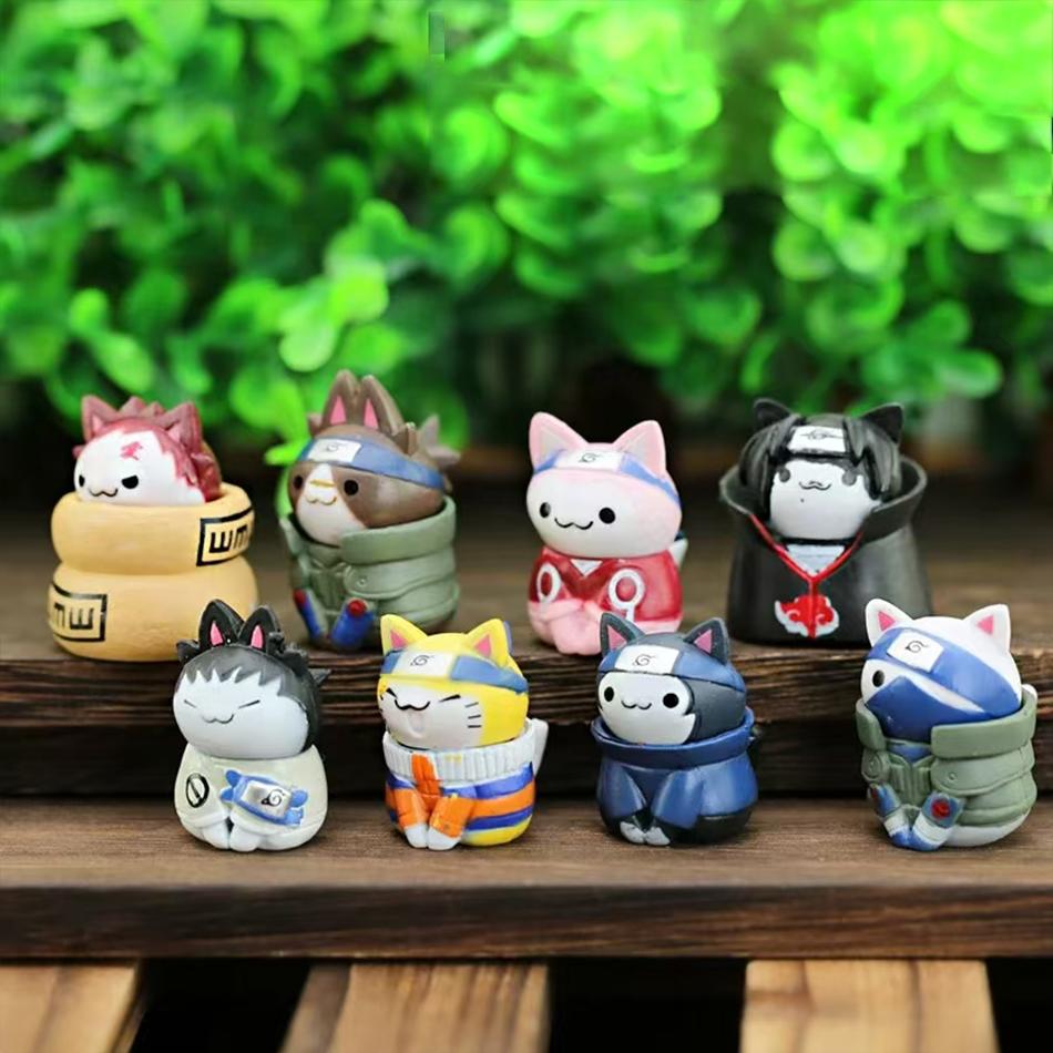 Anime Naruto Figure Toys 3CM Mini Cats Miniatures Kakashi Uchiha Itachi Gaara Q Version Pvc Model Edition Desktop Birthday Gift