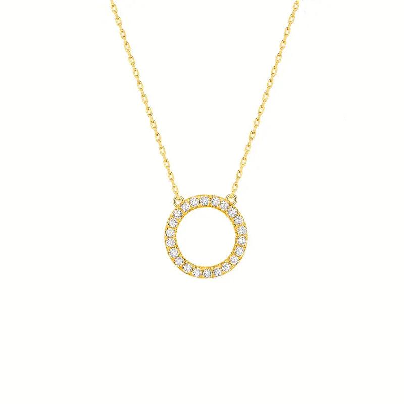 2026 New Trendy Circle Necklace with Cubic Zirconia Simple Stylish Clavicle Chain  for Women Wedding Eternity Jewelry