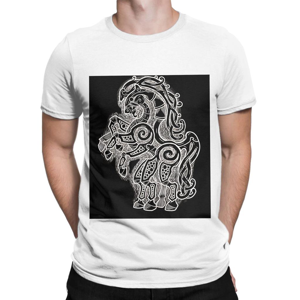 Sleipnir White on black Novelty 100 Cotton TShirt Sleipnir Tops Tees For Unisex