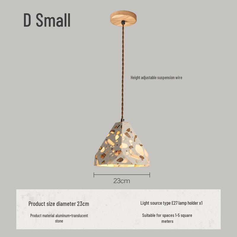 Japanese Wabi-Sabi Yellow Travertine Pendant Light, Retro Mid-Century Style for Bedroom, Homestay, or Restaurant.