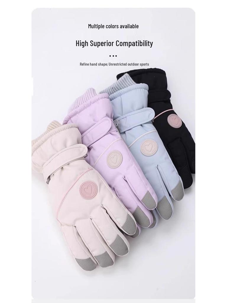 Women's Ski Gloves 2025: Velvet-Lined, Warm, Touchscreen Electric Bike Gloves for Autumn/Winter.