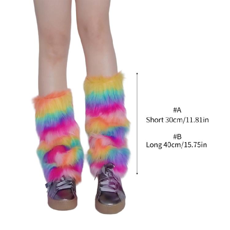 Furs Leg Warmer Winter Furry Long Boot Cuffs Fuzzy Shoes Cover Party Costume