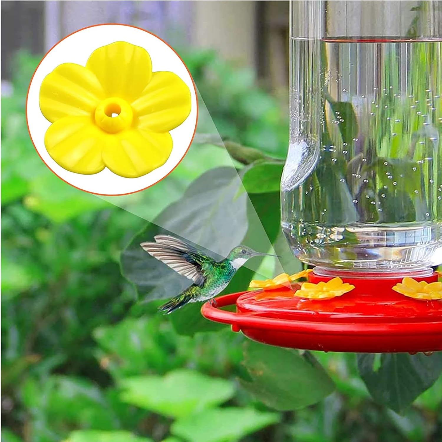 30 Sets Hummingbird Feeder Replacement Flowers, Realistic Designed Hummingbird Flowers, Plastic Hummingbird Feeder Parts, Bee Proof Hummingbird