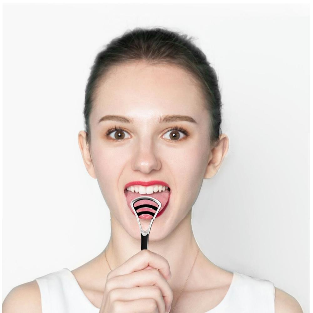 Silicone Tongue Scraper With Non-Slip Handle Double Side Tongue Cleaner Freshe Breath Tongue Brush For Oral Hygiene Care