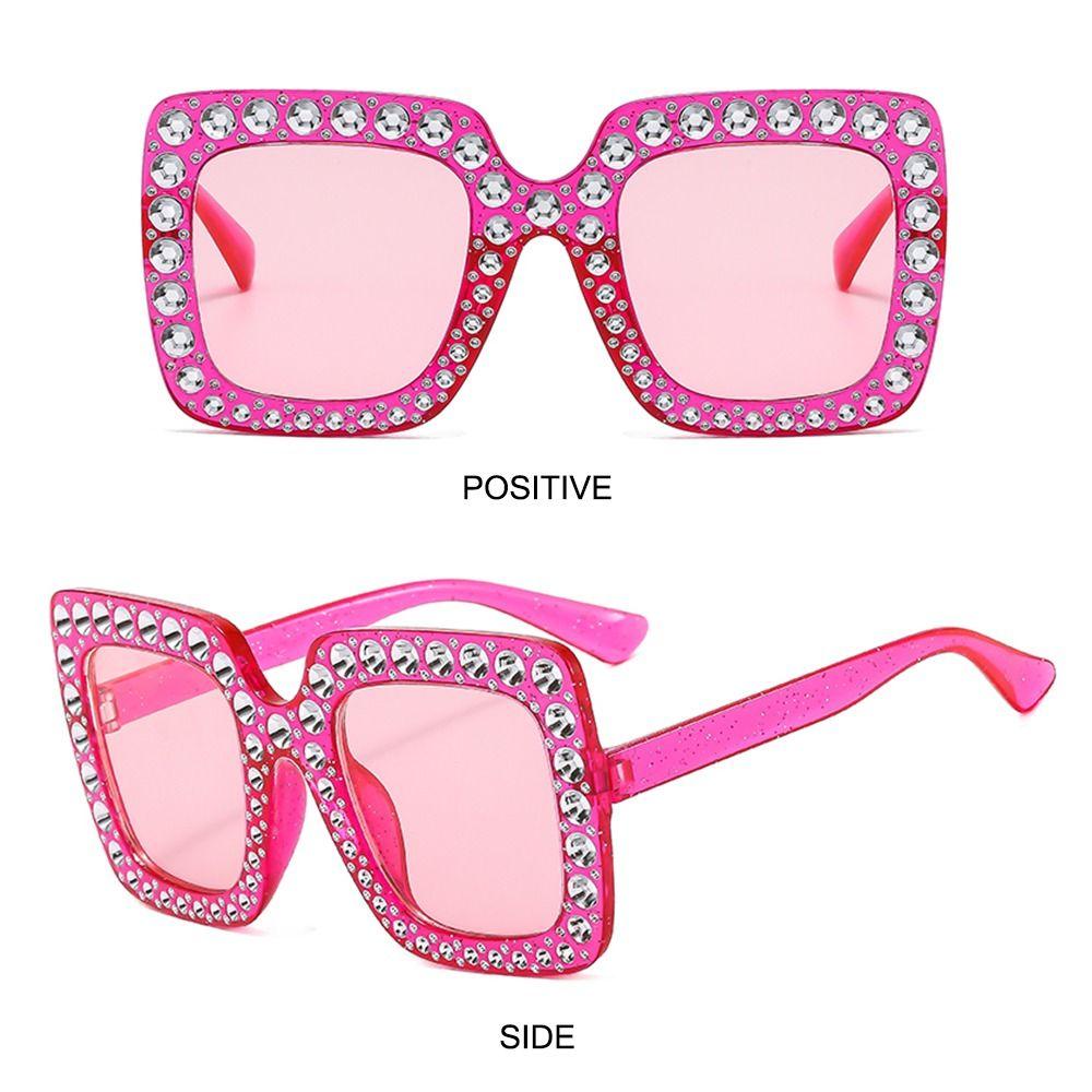 Crystal Oversized Sunglasses for Women Rhinestone Square Diamond Sun Glasses Retro Big Frame Sparkling Glasses