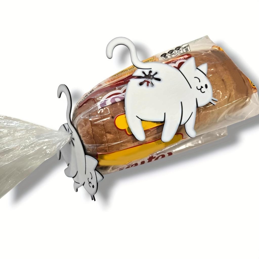 Kattbakdel Brödklämma - 3D-tryckt Humoristisk Köksgadget, Plastpåshållare för Bröd & Snacks, Sött Djur Förvaringstillbehör för Skafferi