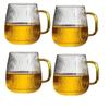 1-6PCS Japanese Striped Glass with HandleTransparent Water Cup Home Net Celebrity Heat-Resistant Drinking Juice Cup Wine Glasses