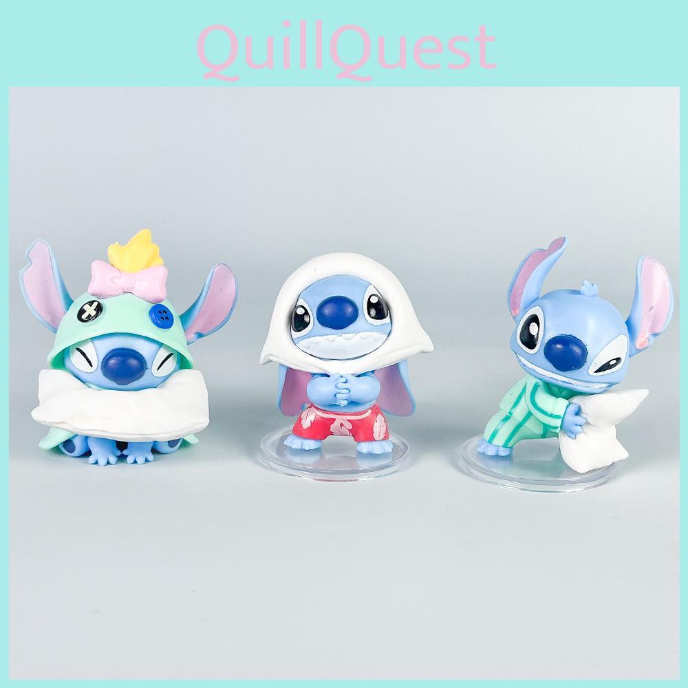6 Pcs Stitch Sleepwear Pillow Design Mini Model Desktop Ornament Decor Set For Kids And Fans