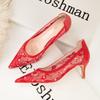 Fashion Women Shoes Black Lace Women Pumps Mesh Hollow High Heels Sexy Party Shoes Stilettos Pointed Toe Female Pumps Tacones