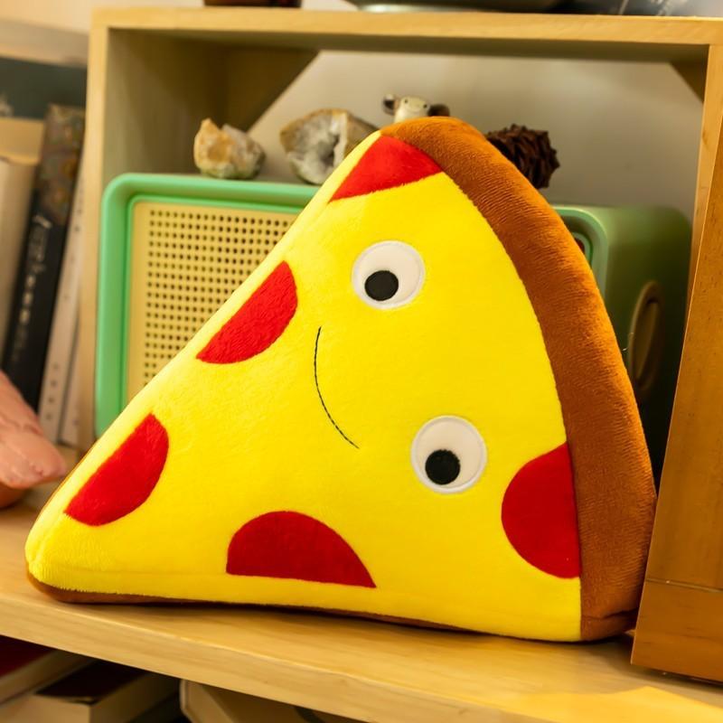 Cuscino Peluche Pizza Burger e Patatine con Morbido Peluche Corto per Arredo Salotto e Regalo per Bambini
