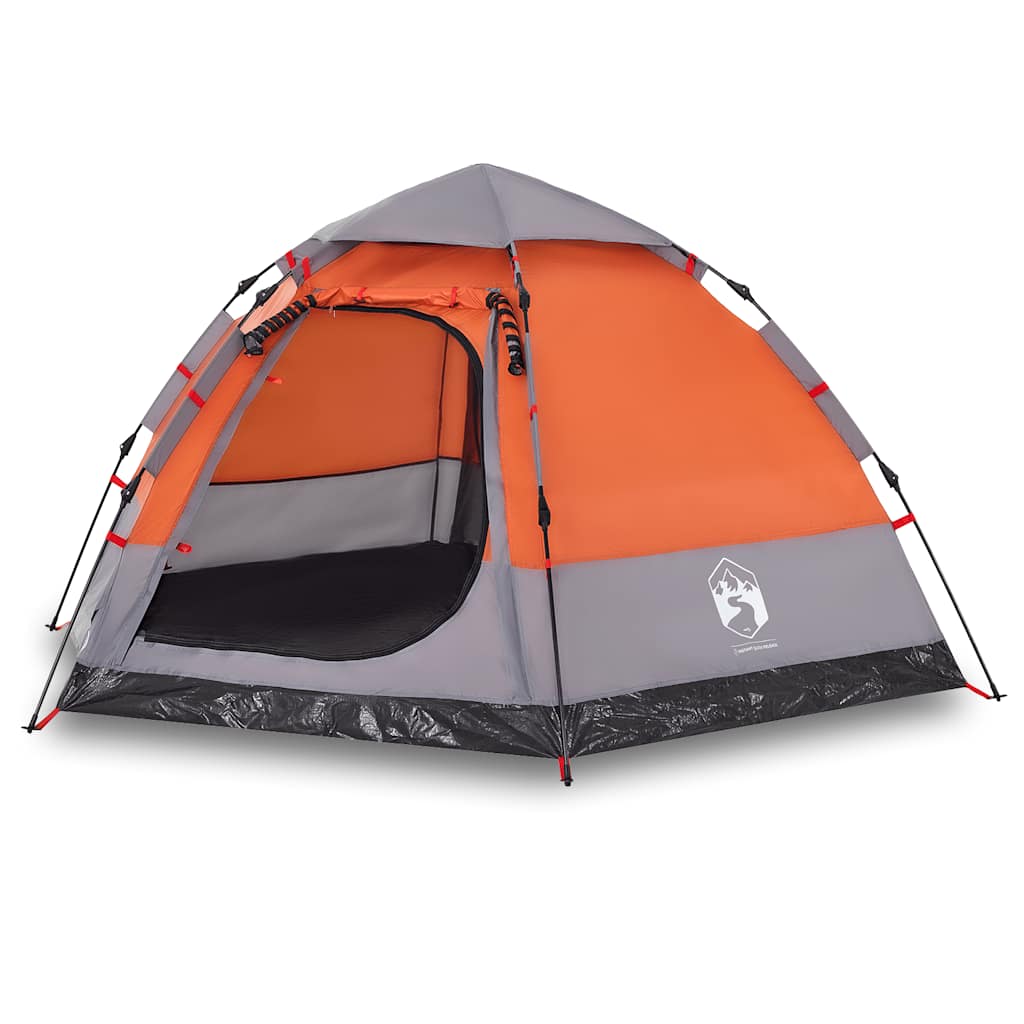 4 Person Camping Tent Grey and Orange Quick Release System