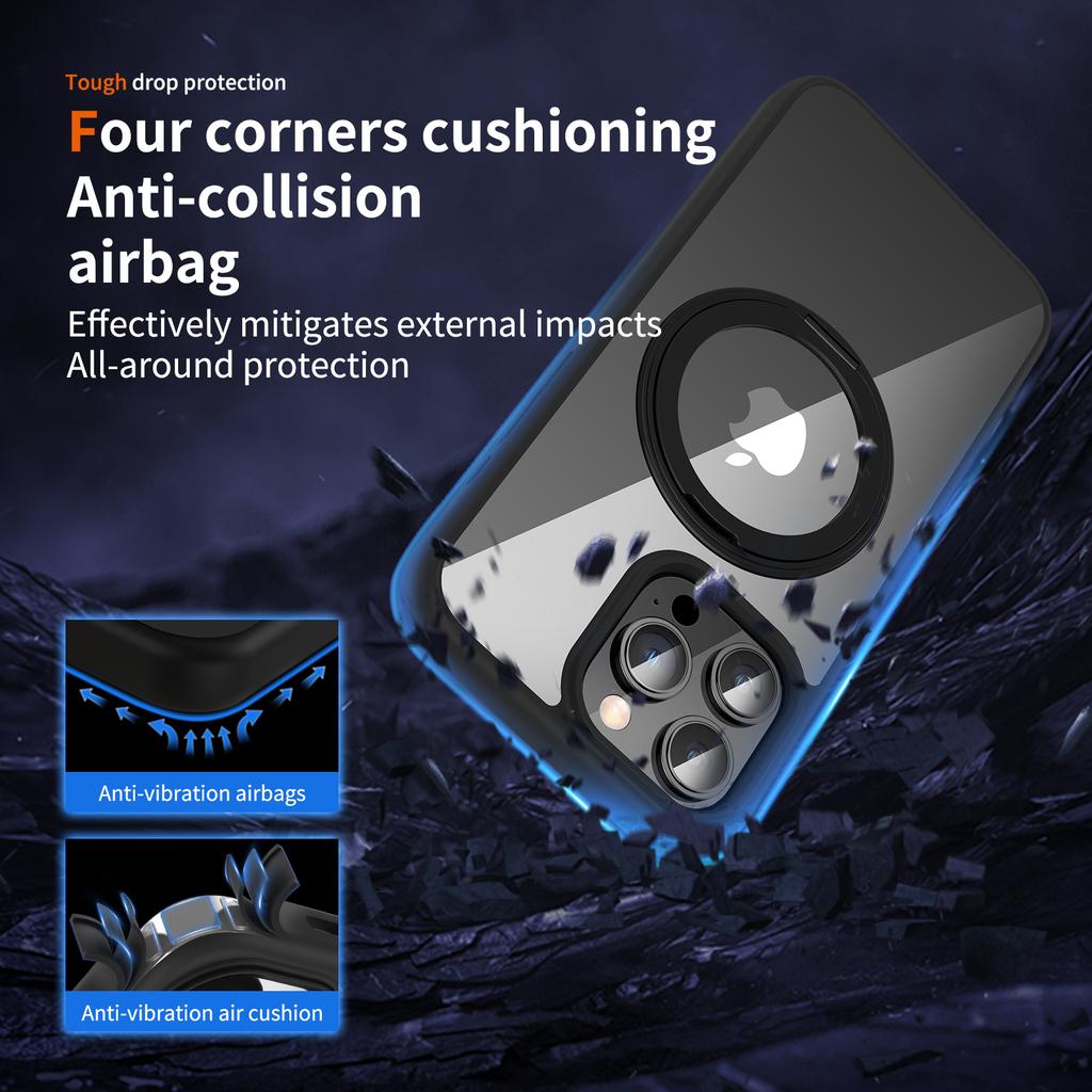 For iPhone 13 Pro PC+TPU Phone Cover Compatible with MagSafe Kickstand Back Case