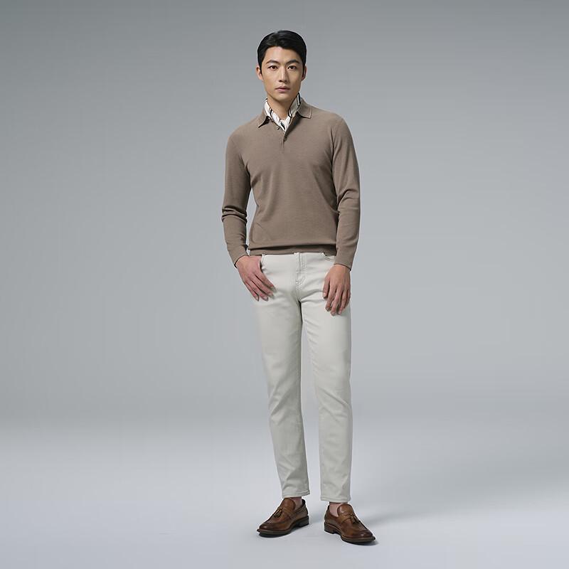 Lilanz Men's 2025 Winter Polo Collar Cashmere Blend Machine Washable Wool Sweater