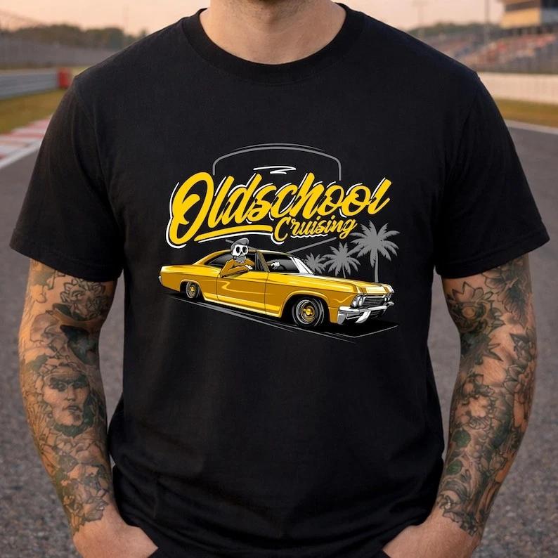 Oldschool Cruising Lowrider Shirt – Vintage Car Lover Retro Tee XL