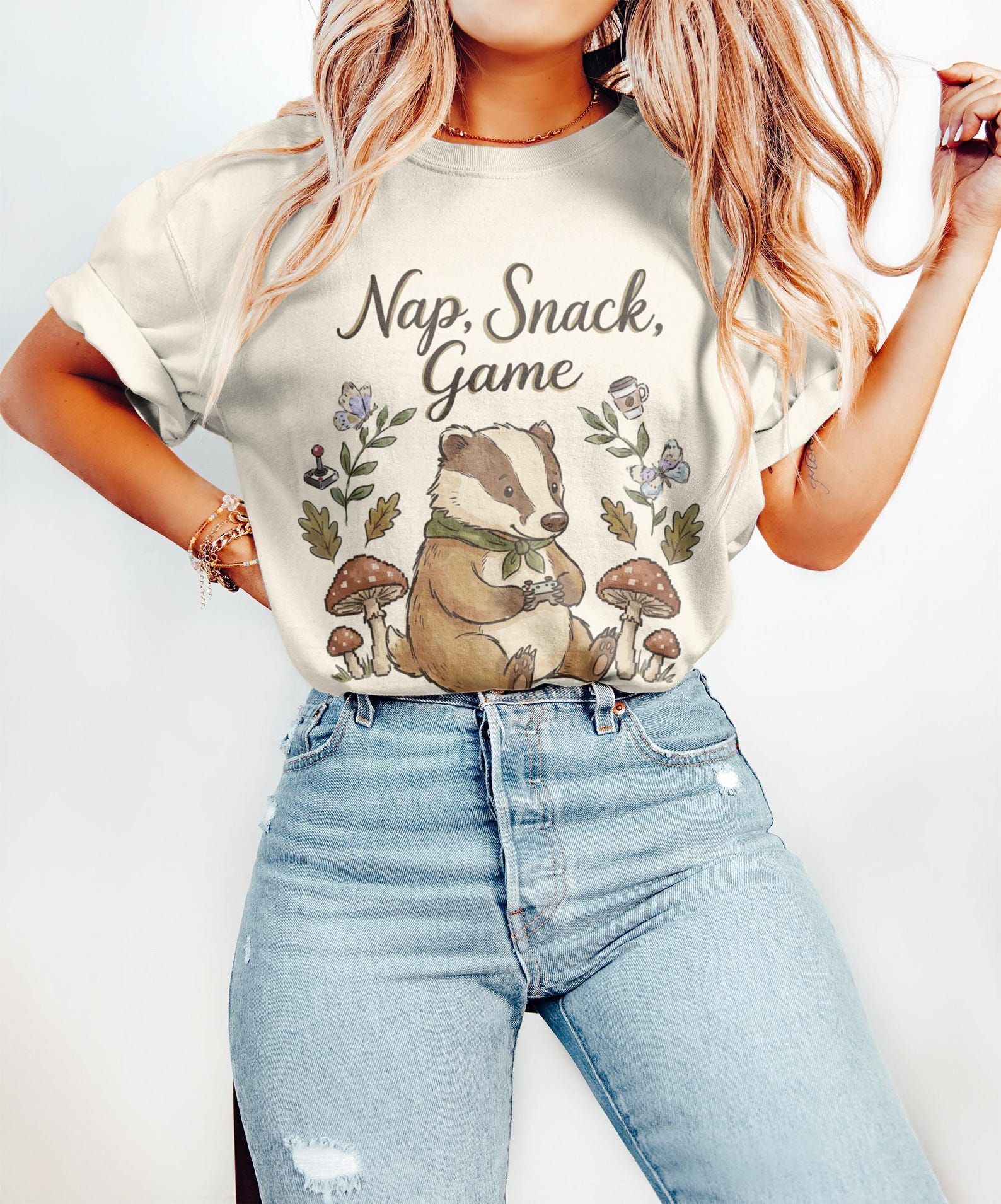 Nap Snack Game Comfort Colors T-Shirt T-shirt, Gaming Tee Cozy Gamer Gift, Stardew Valley, Video Game, Twitch Streamer, Gamer Girl, Gift S