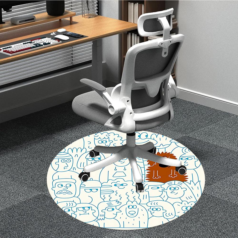 

1pc Doodle Art Office Round Area Rug, Indoor Mat Suitable ForOffice, Under Office Chairs Bedroom Living Room Home Decor, Room Decot122 80cm by 80cm