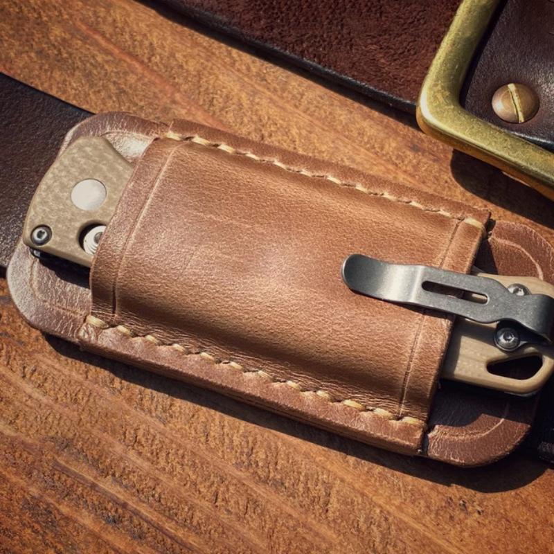 Cowhide Crazy Horse EDC Pocket Tool Cover Belt Knife Cover Storage Bag Horizontal Knife Sheath Knife Cover Fanny Pack