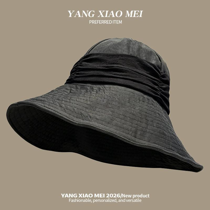 New big brim linen bucket hat women's summer webbing sunshade sunscreen big head circumference versatile seaside vacation sun hat