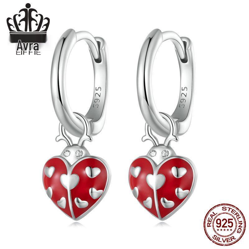 

Aifuluo Серьги-манжеты из стерлингового серебра 925 пробы с белым золотом в виде божьей коровки для женщин