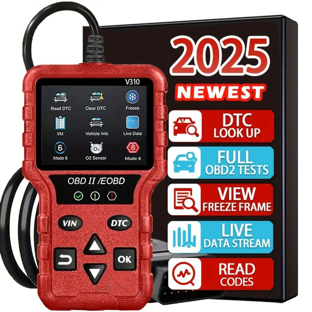 

V310 OBD2 scanner diagnostic tool for real-time monitoring of compatible engine data for cars and trucks красный