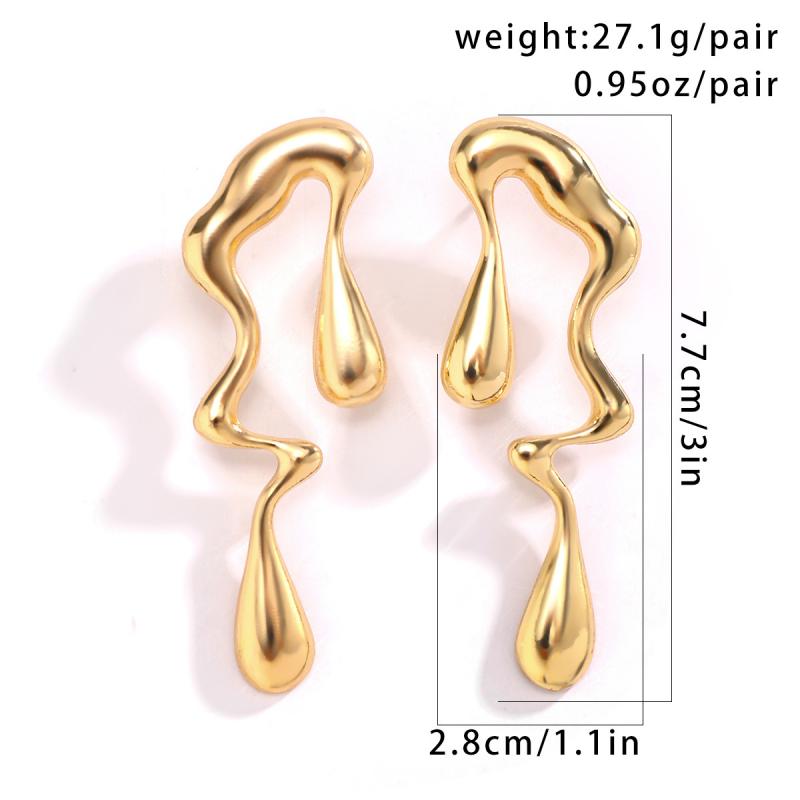 Boucles d'oreilles irrégulières liquides pour femmes, boucles d'oreilles pendantes en métal à géométrie exagérée, bijoux de créateur, accessoires de fête pour femmes, cadeaux