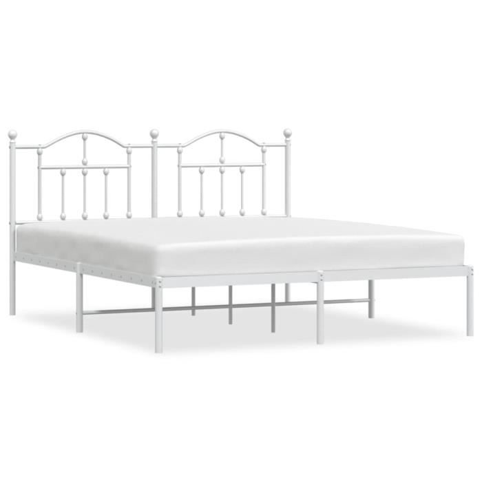 VidaXL Cadre de lit métal avec tête de lit blanc 183x213 cm 353493